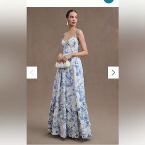 V. Chapman Carmen Corset Front Slit Ruffled Gown